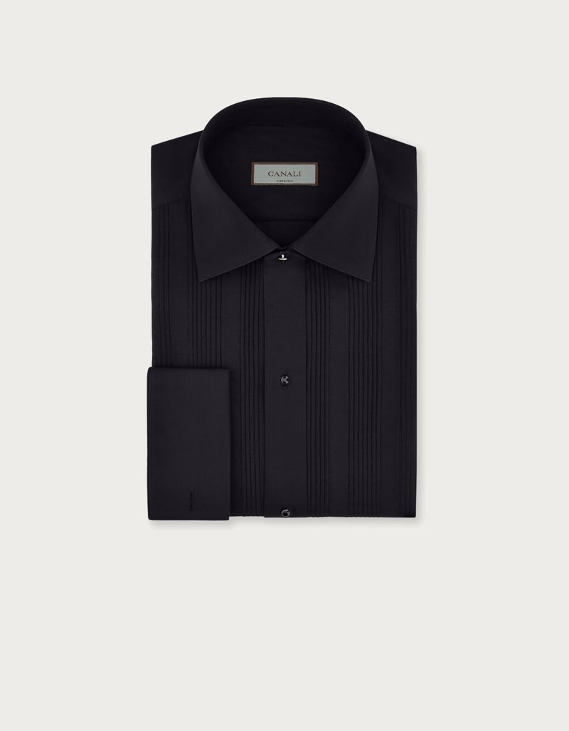 Slim fit formal shirt in black cotton