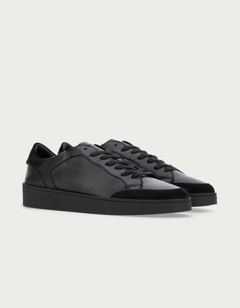 Sneakers aus Leder und Veloursleder Schwarz Canali DE