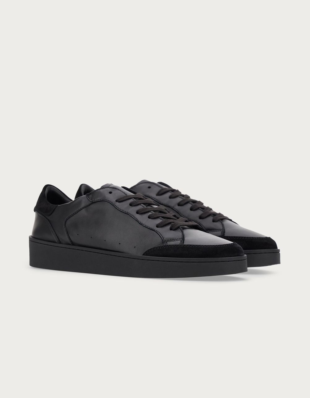 Black leather and suede sneakers