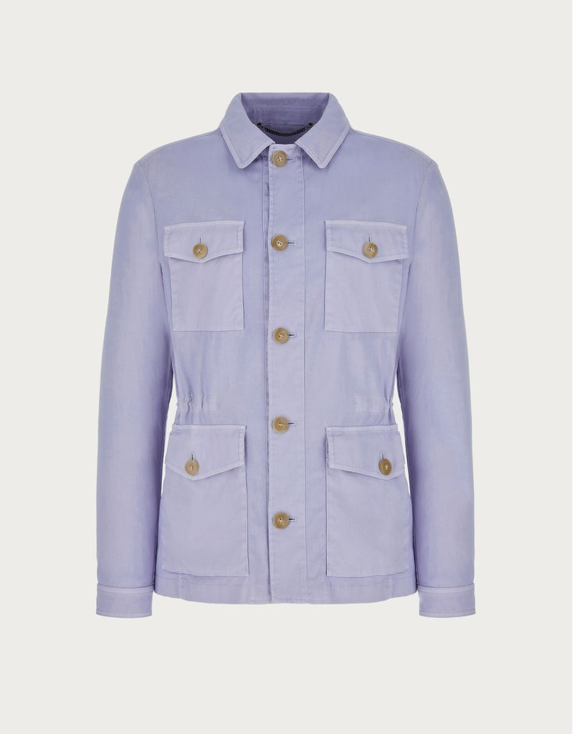 Light blue safari jacket in a garment-dyed stretch cotton blend