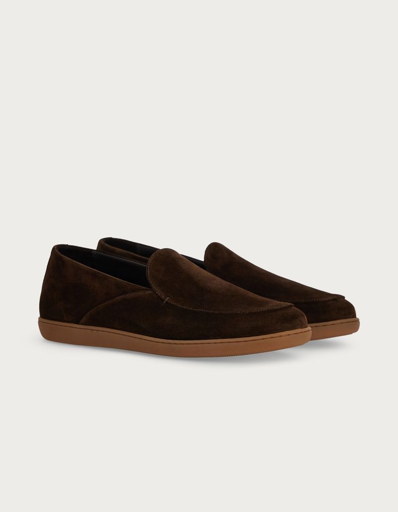 Brown suede slip on shoes for men Canali EU