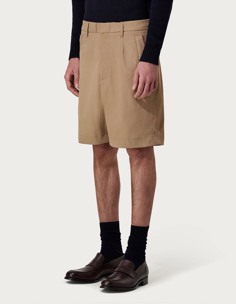 Bermuda shorts in camel technical fabric