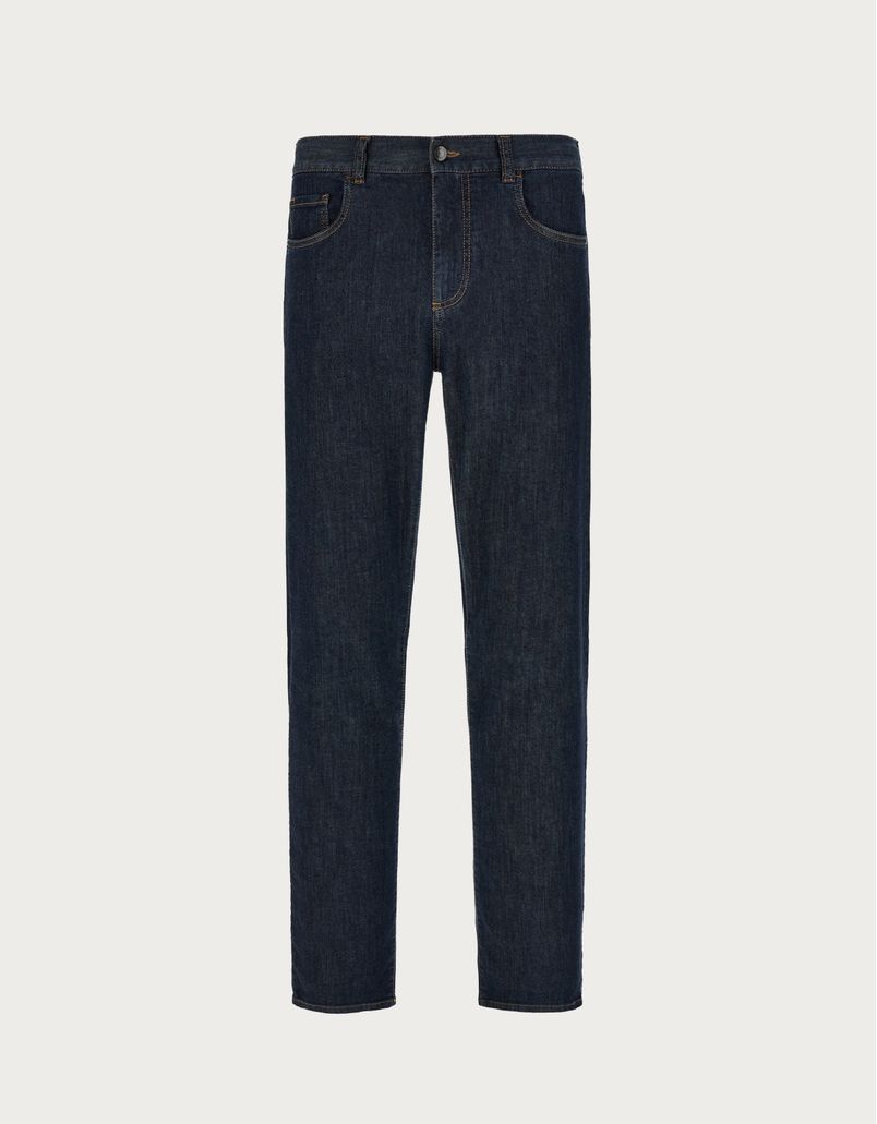 Five-pocket trousers in blue soft-touch stretch denim