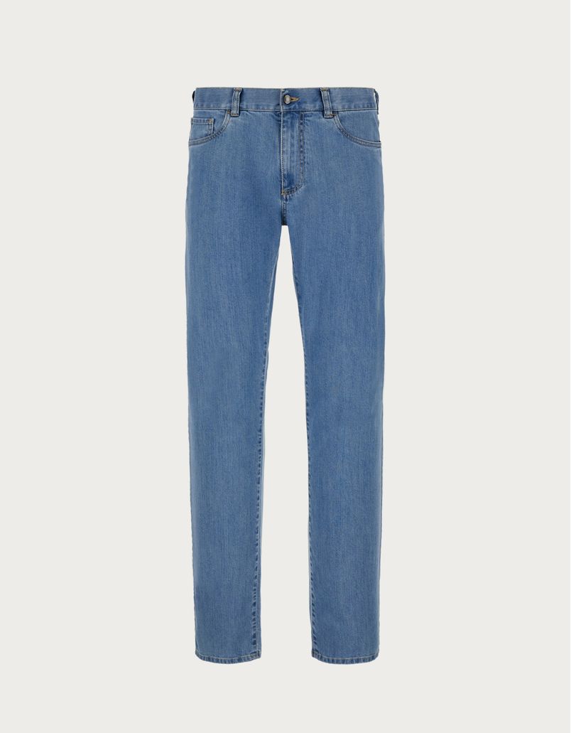 Five-pocket pants in light blue stretch denim