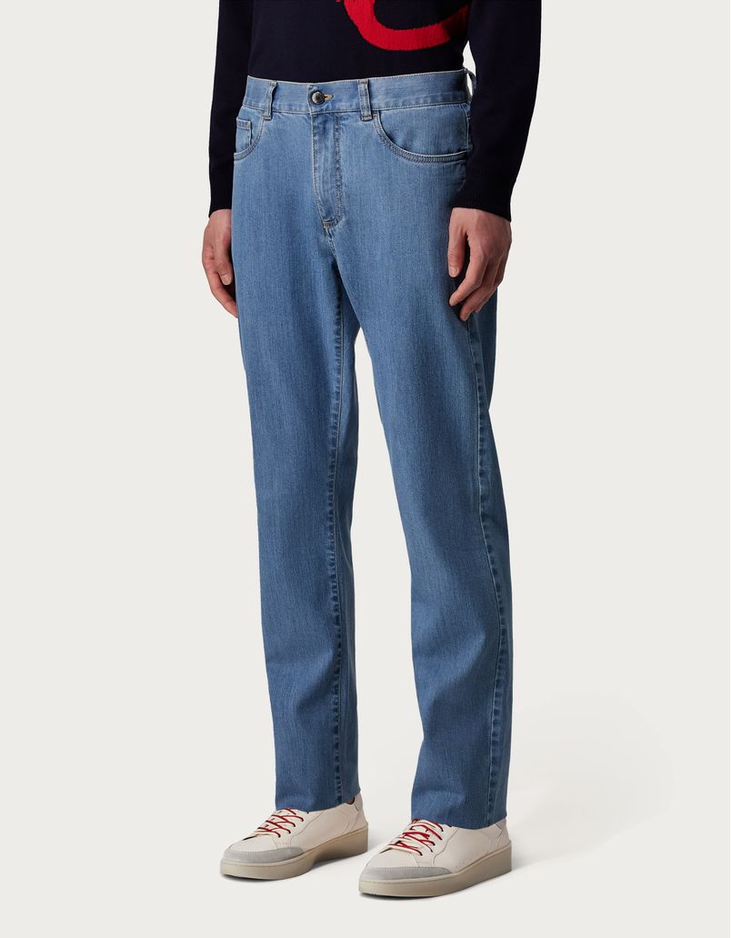Five-pocket pants in light blue stretch denim
