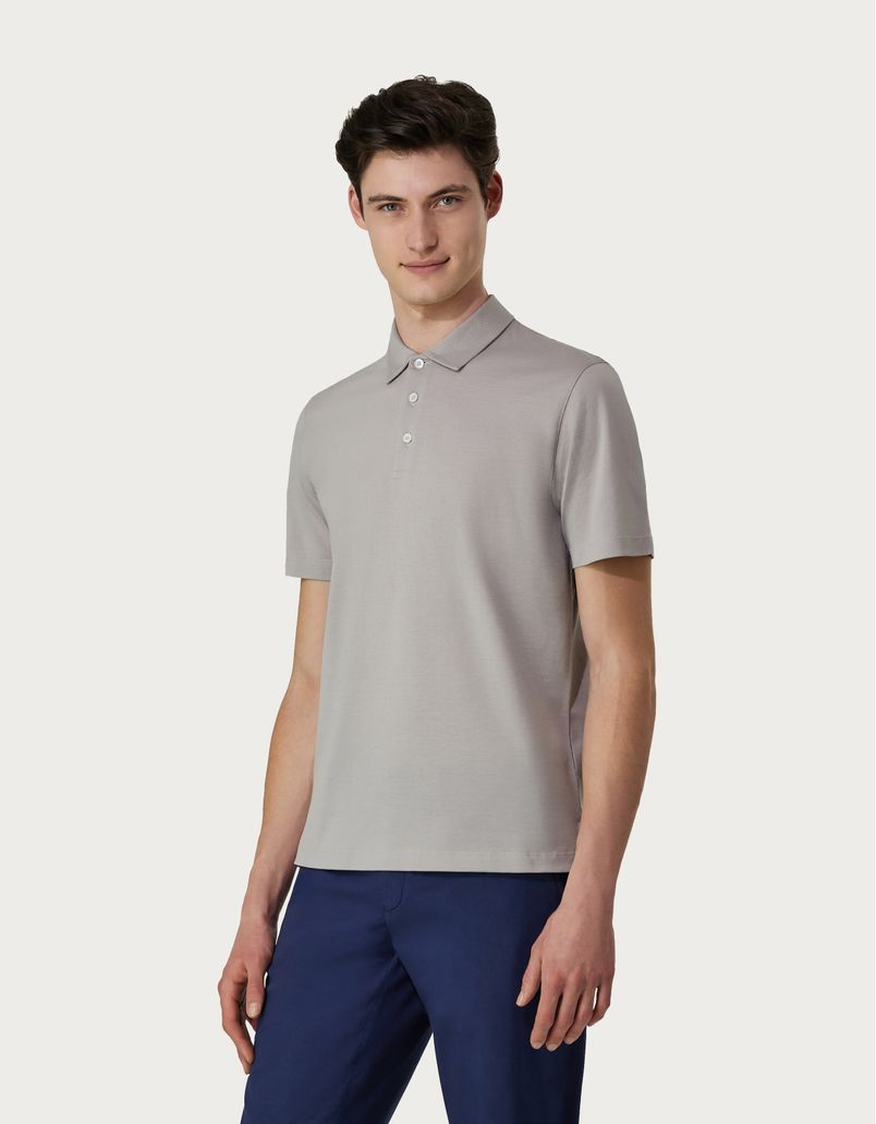 Light grey polo shirt in Filoscozia cotton piqué