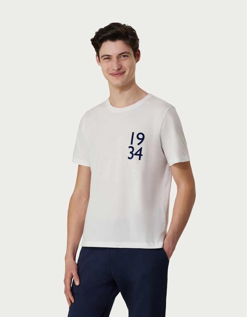 T-shirt in jersey di cotone organico bianca e blu