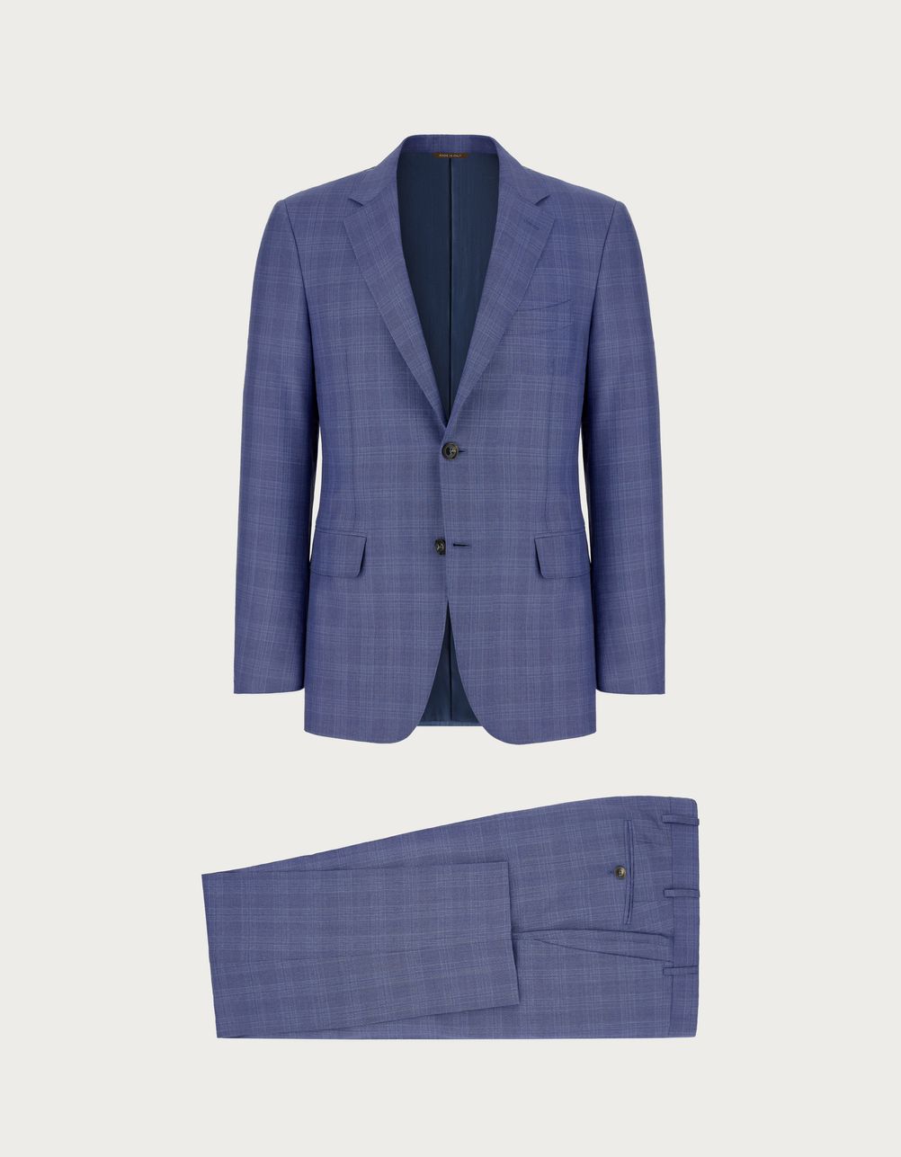 Anzug aus 150er-Wolle und Seide mit Prince-of-Wales-Muster Azurblau – Exclusive