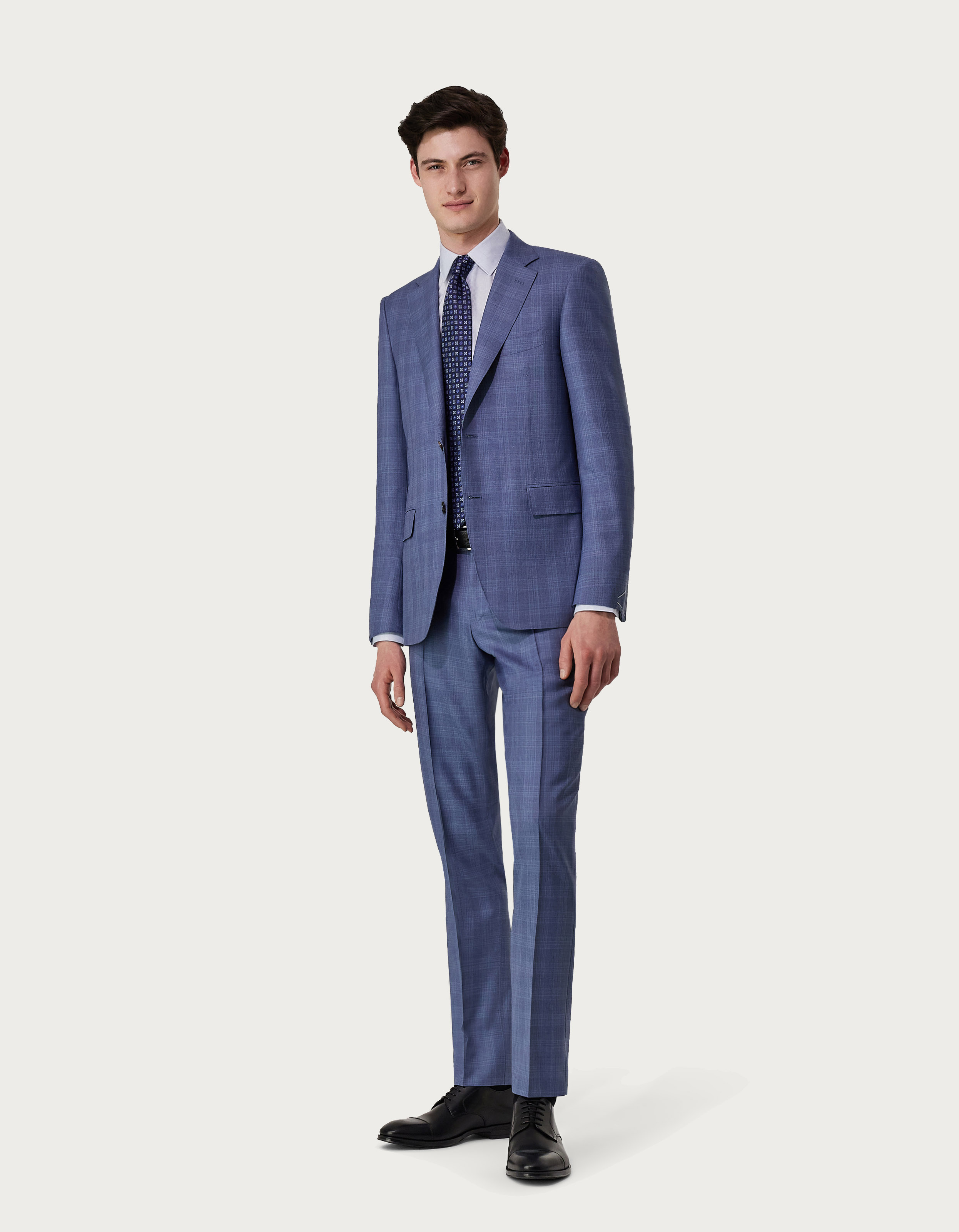 Light blue suit in wool and Price of Wales silk - Exclusive - Canali INTL