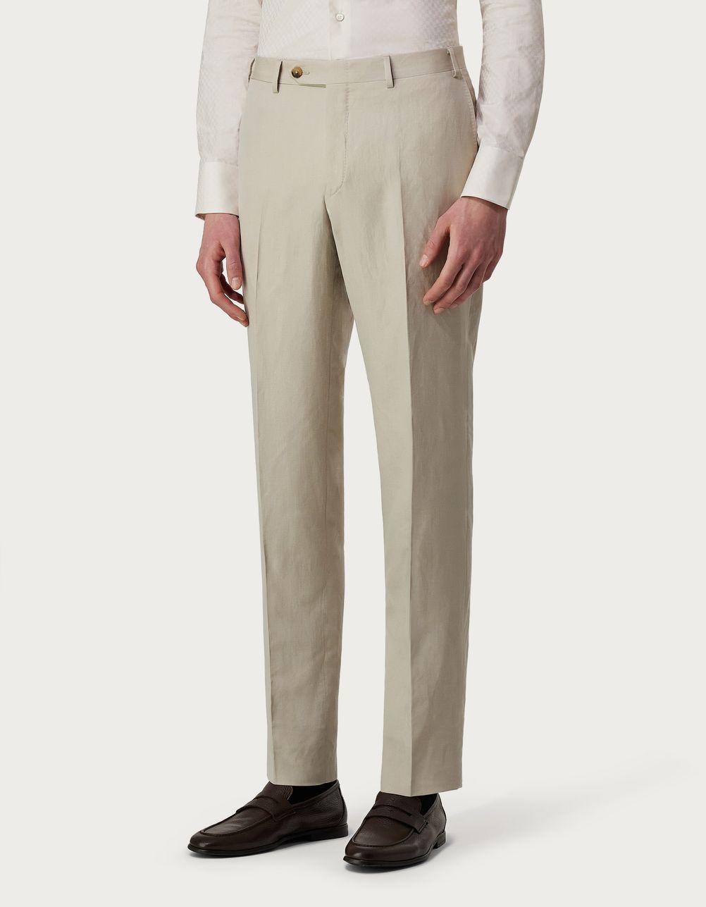 Natural trousers in silk and linen - Exclusive