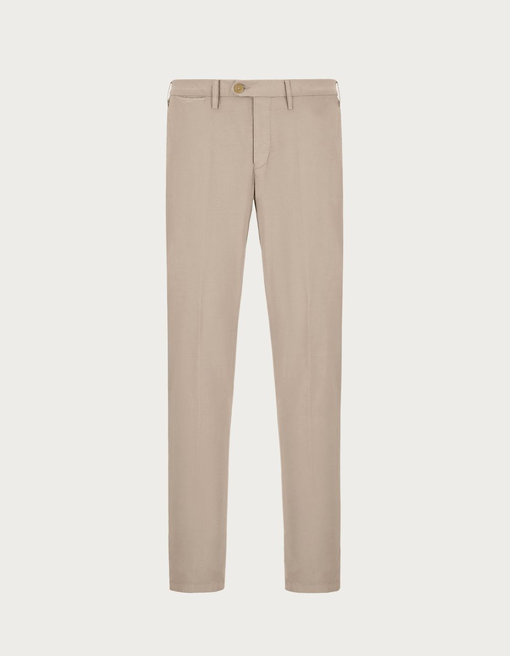 Chinos in sand garment-dyed cotton and silk twill