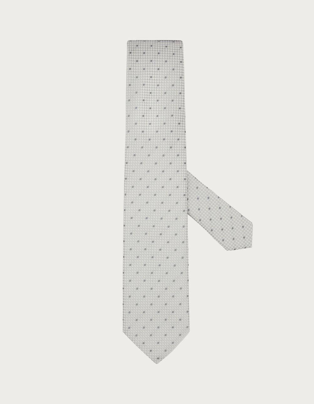 White silk tie with micro pattern