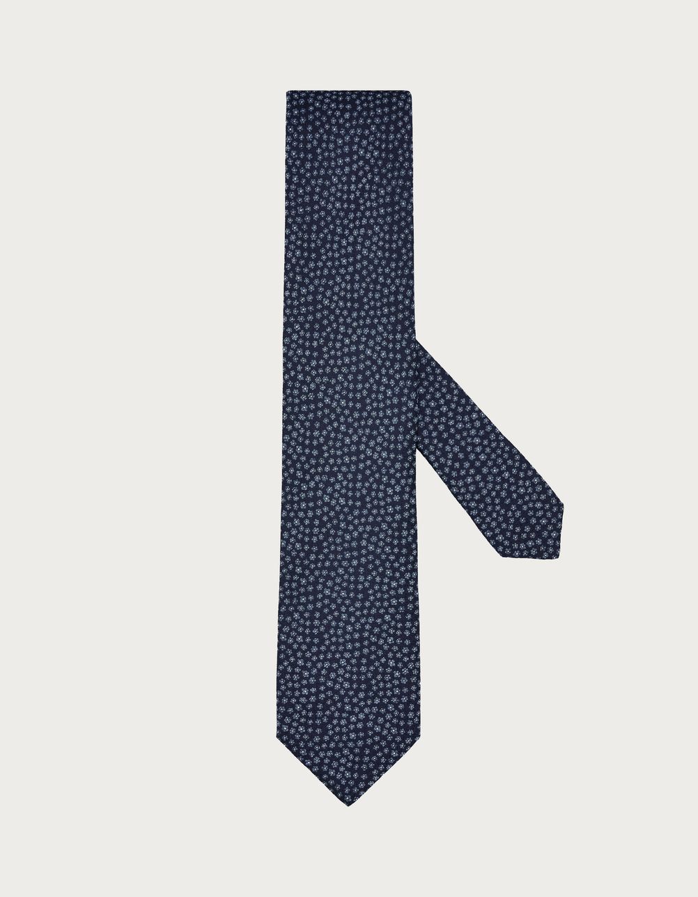 Corbata azul denim de seda estampada