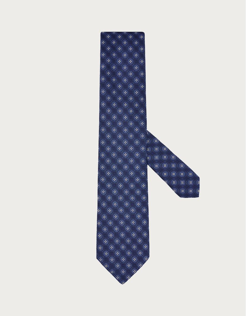 Blue patterned silk tie