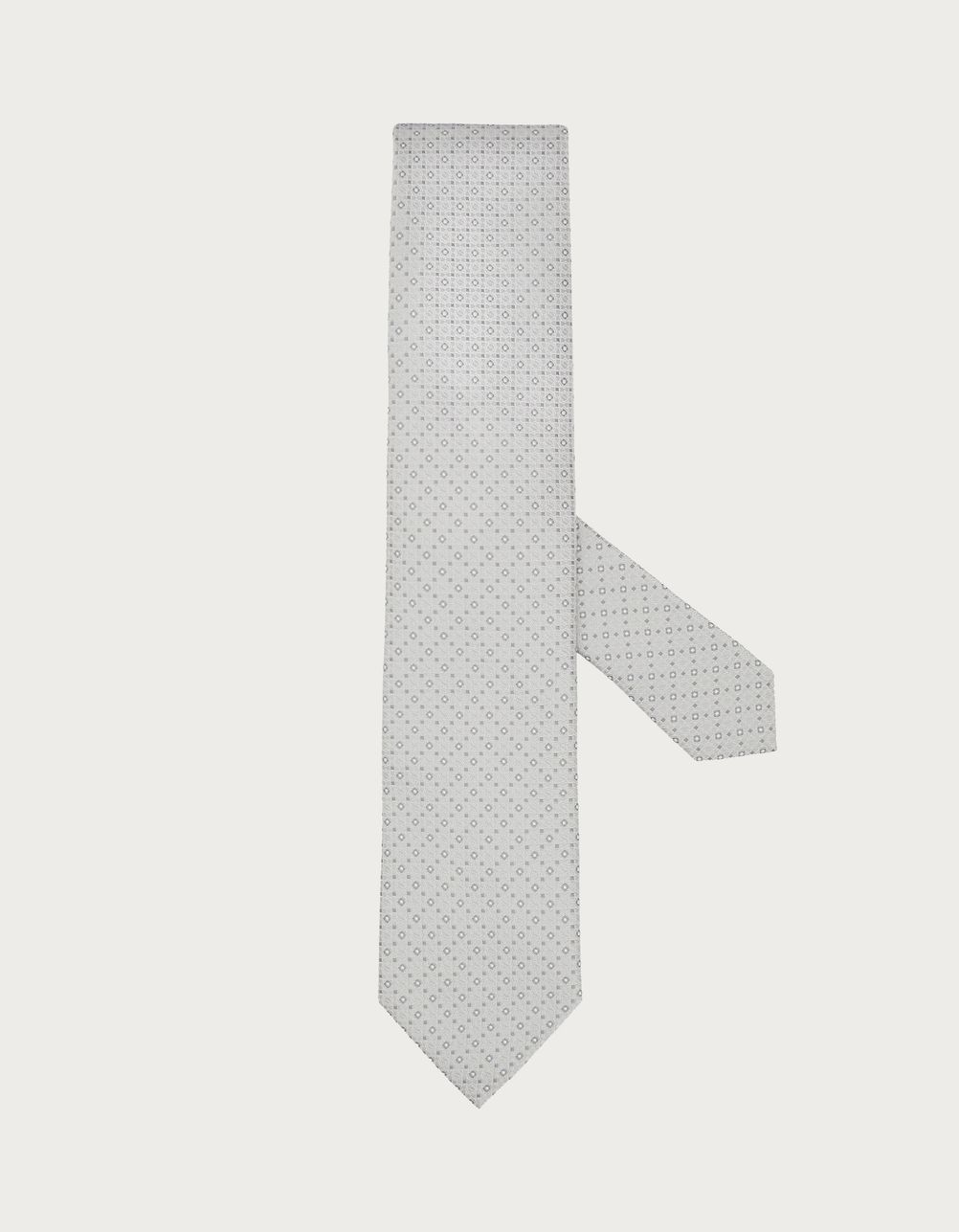 White silk tie with micro pattern