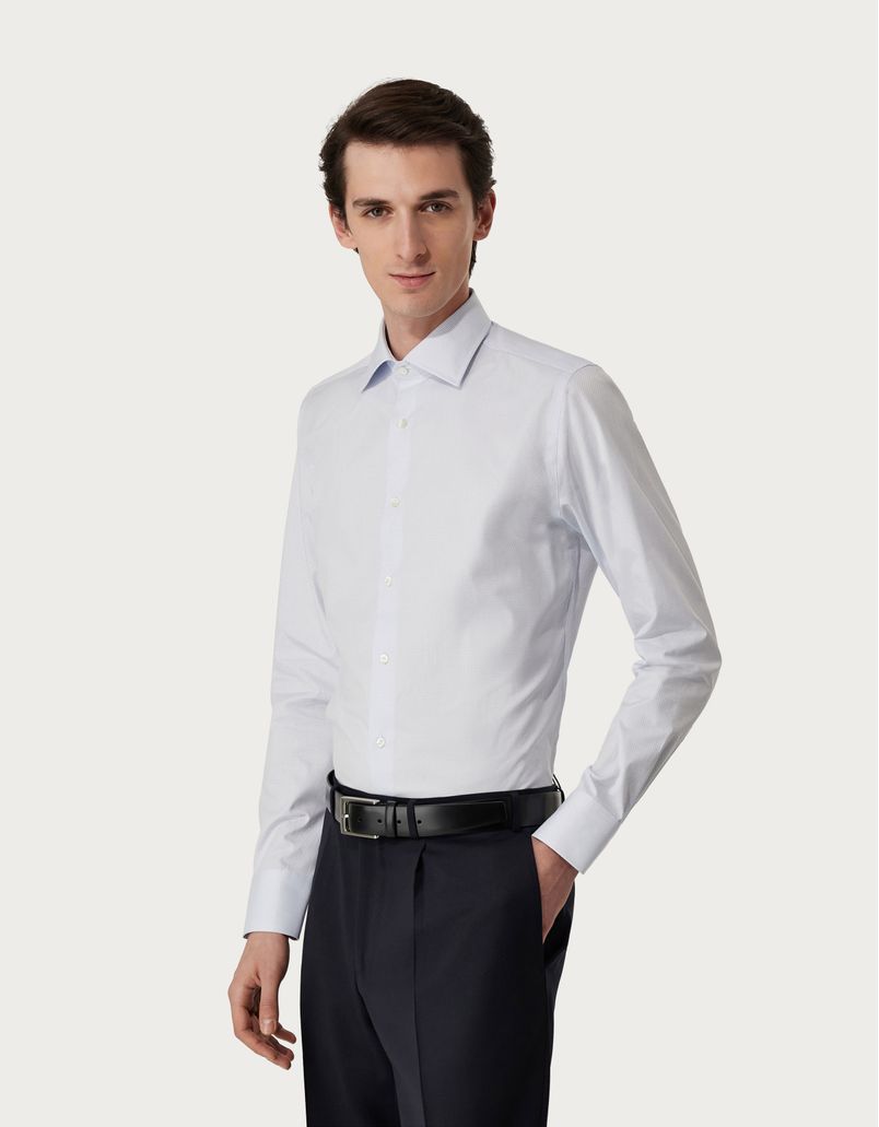 Regular-Fit Hemd Impeccabile aus Baumwolle in Azurblau