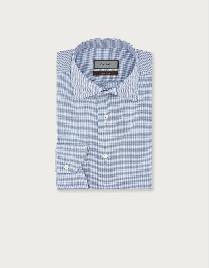 Regular fit Impeccable shirt in white and blue cotton