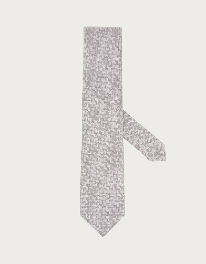 Cravate en soie rose à motif géométrique