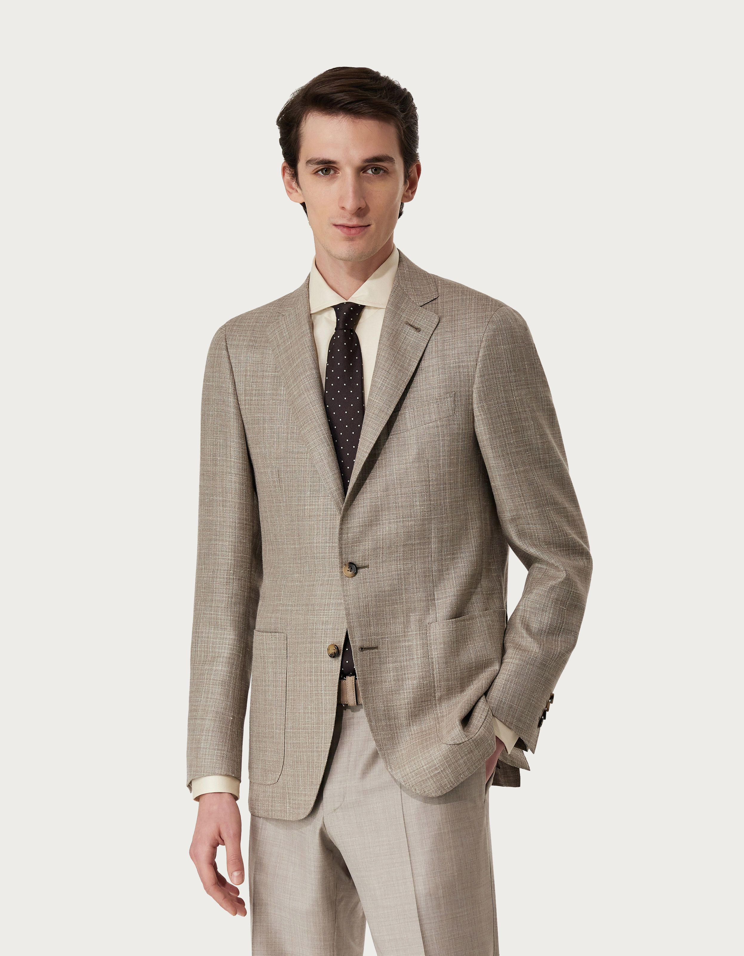 Kei blazer in beige linen, silk and wool - Canali INTL