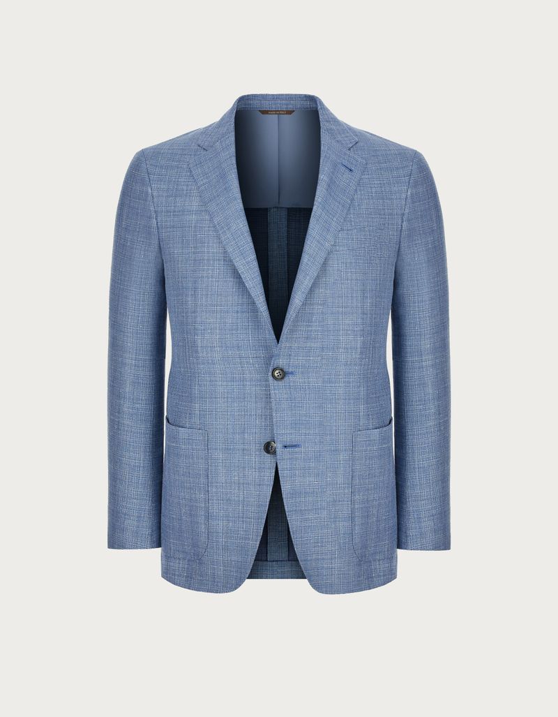 Light blue Kei blazer in wool silk and linen