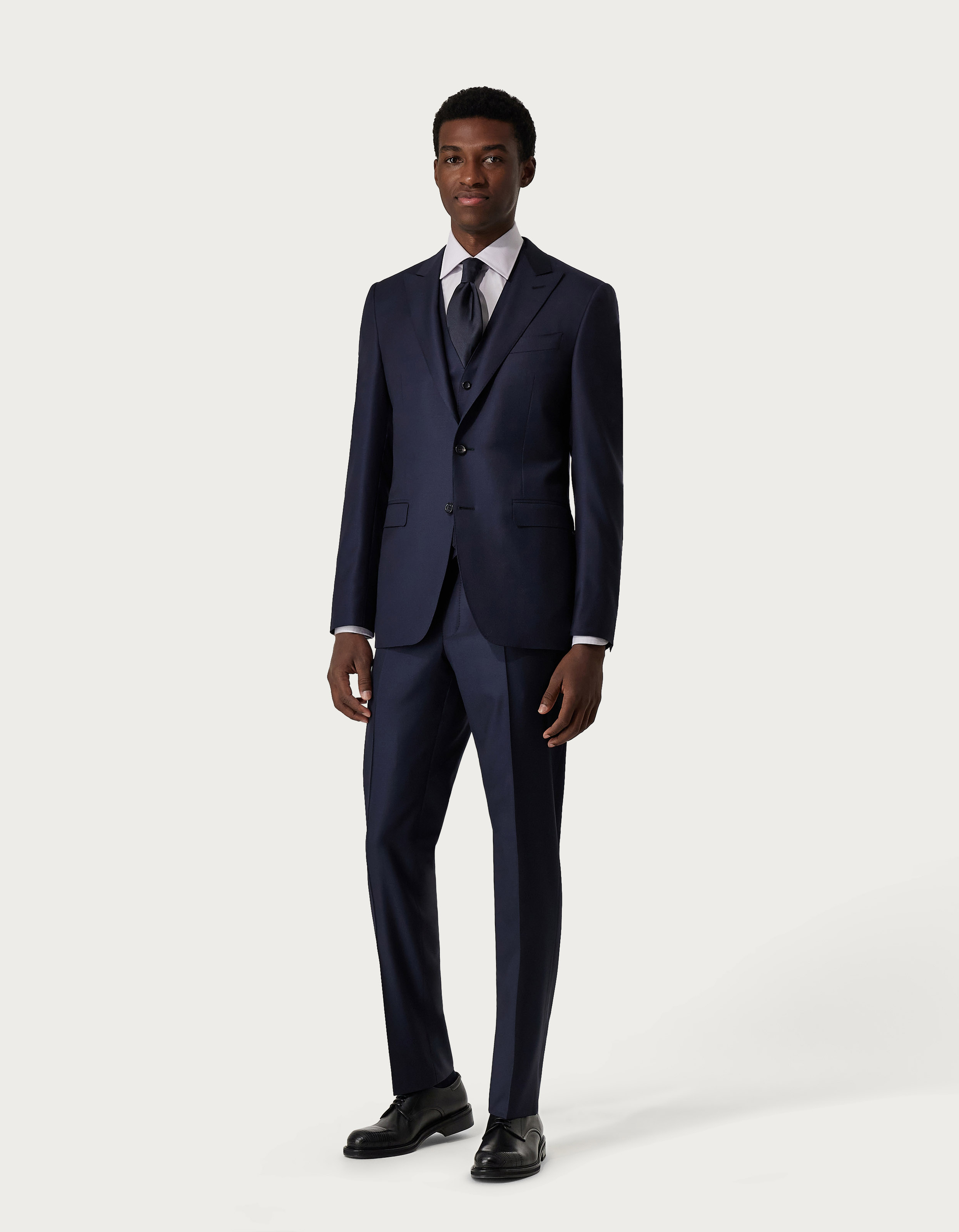 Navy blue suit with waistcoat in wool - Canali INTL