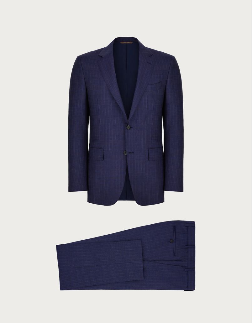 Blue pinstripe suit in wool