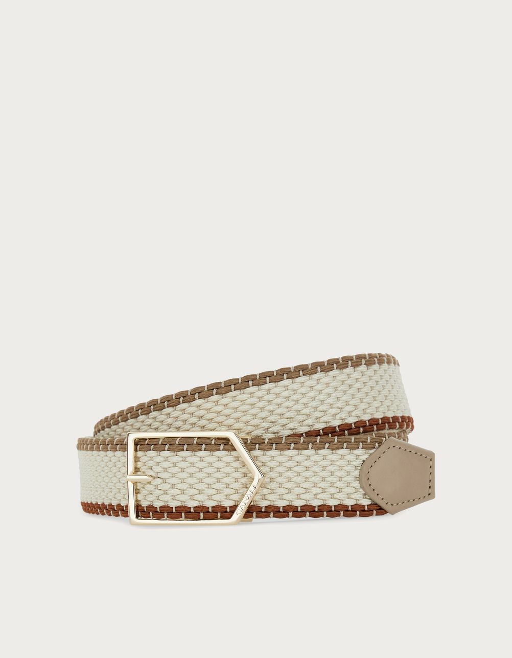 Beige and brown braided belt