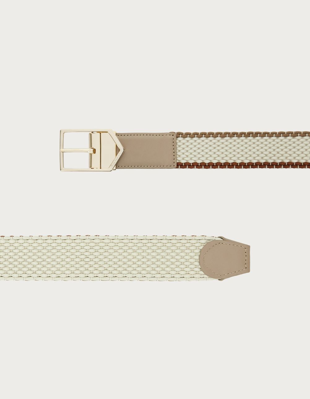 Beige and brown braided belt