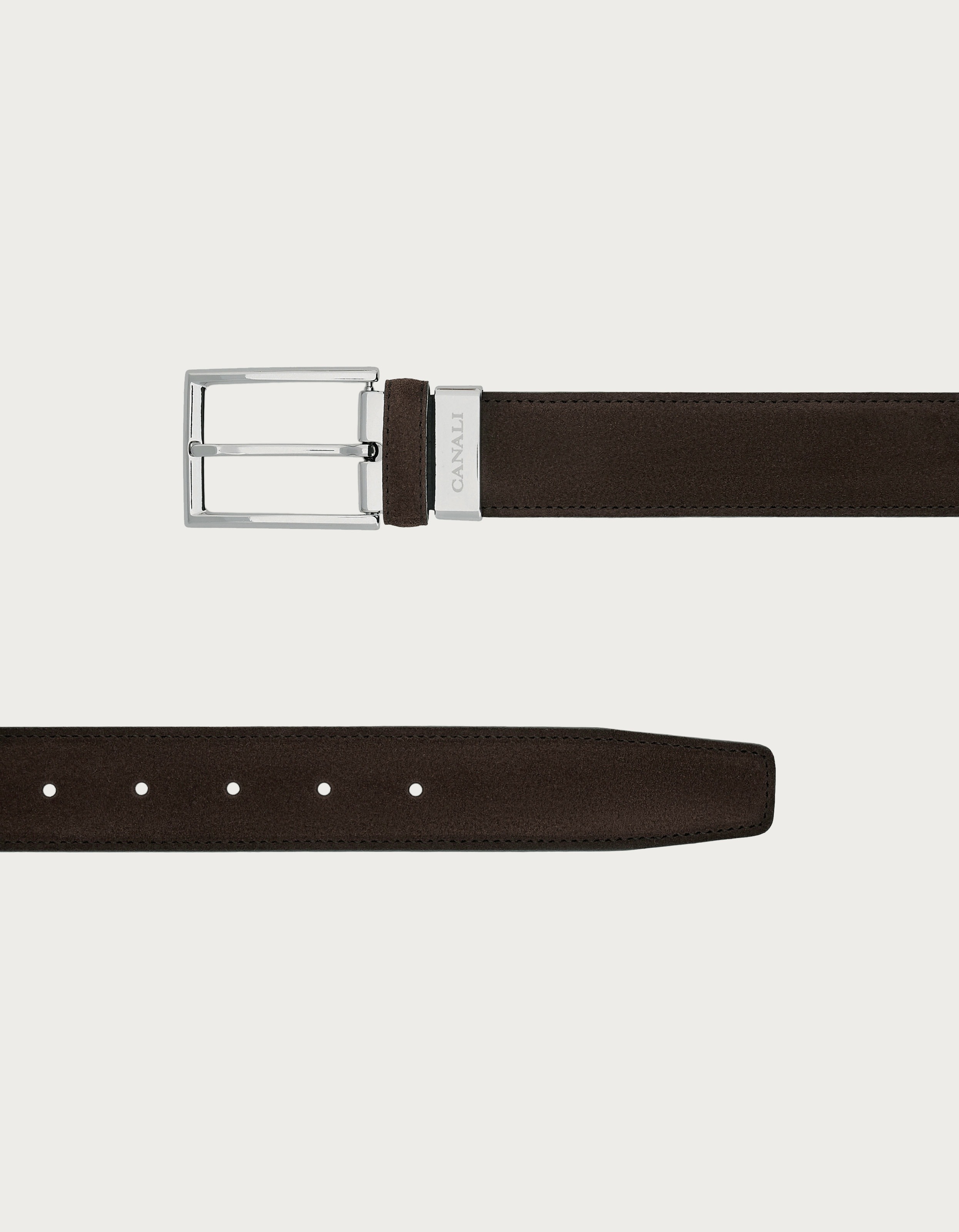 Brown suede calfskin belt - Canali INTL