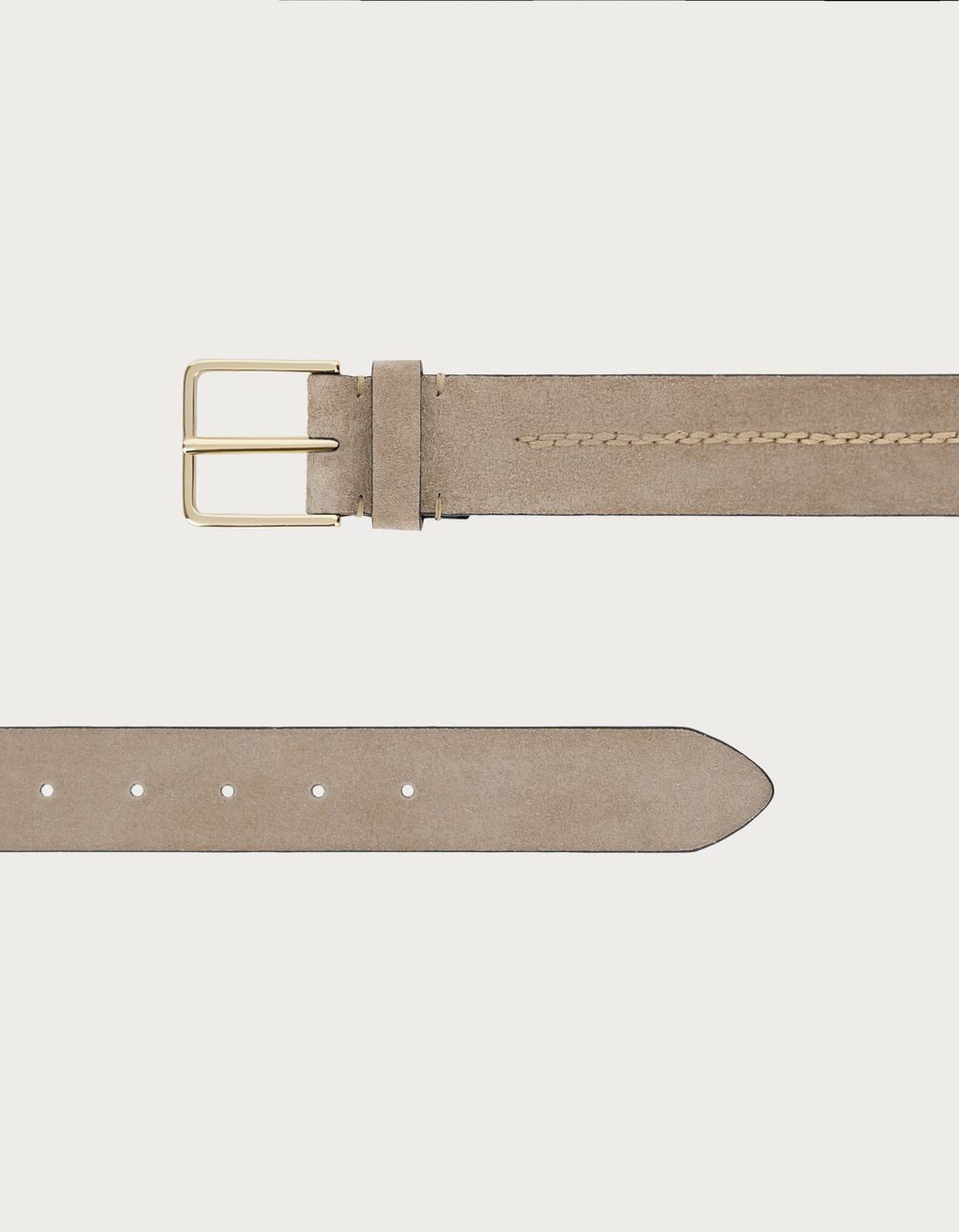 Calfskin belt with personalised grey stitching