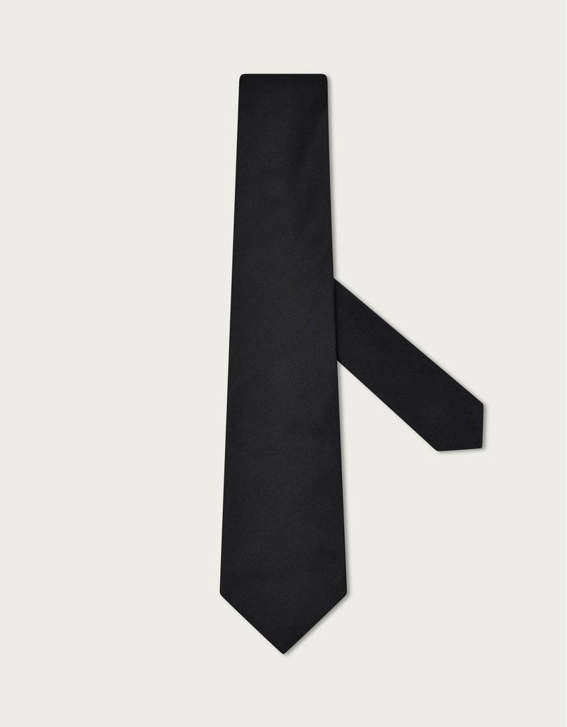 Jacquard tie in black silk