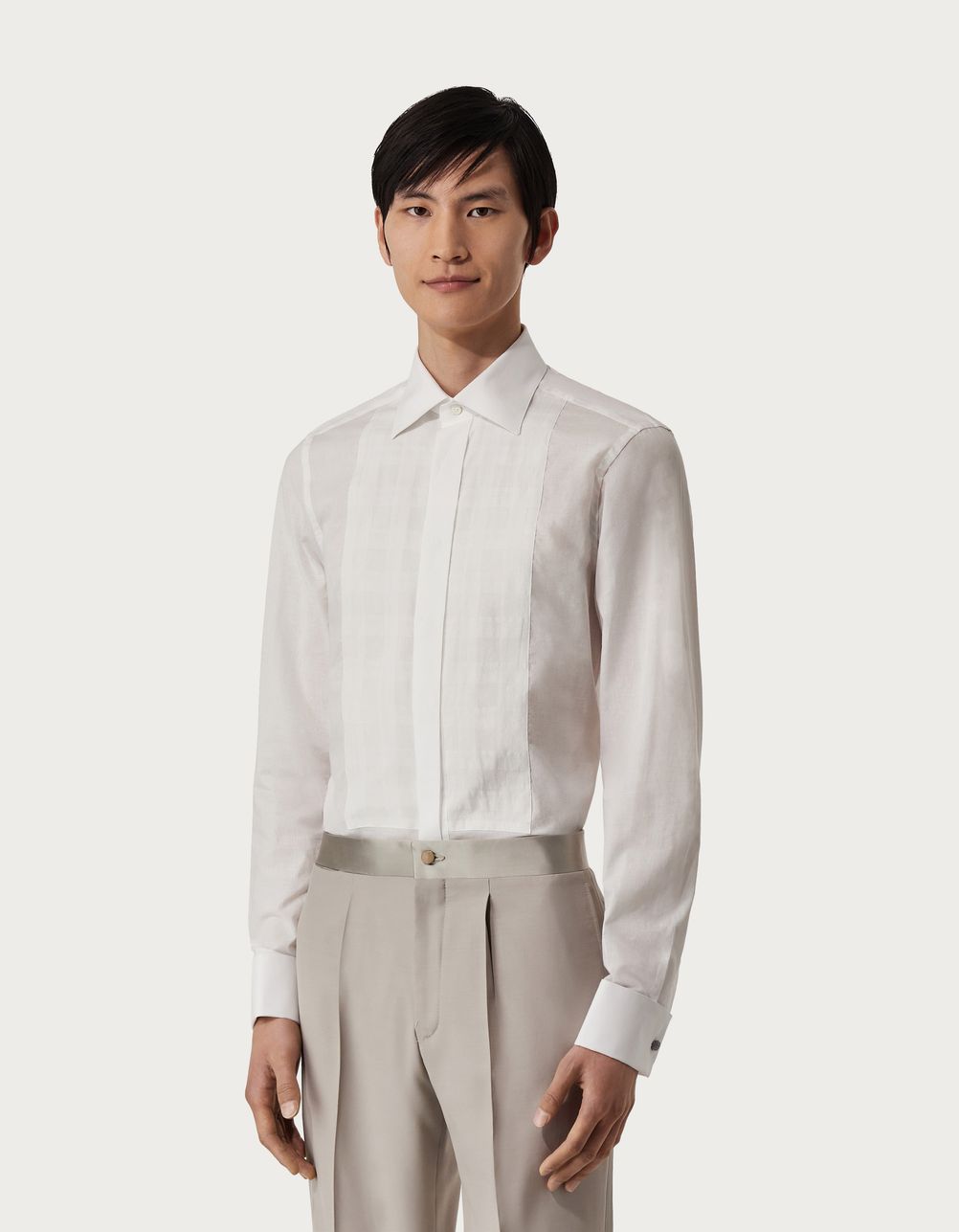 Camisa formal slim fit de algodón blanca