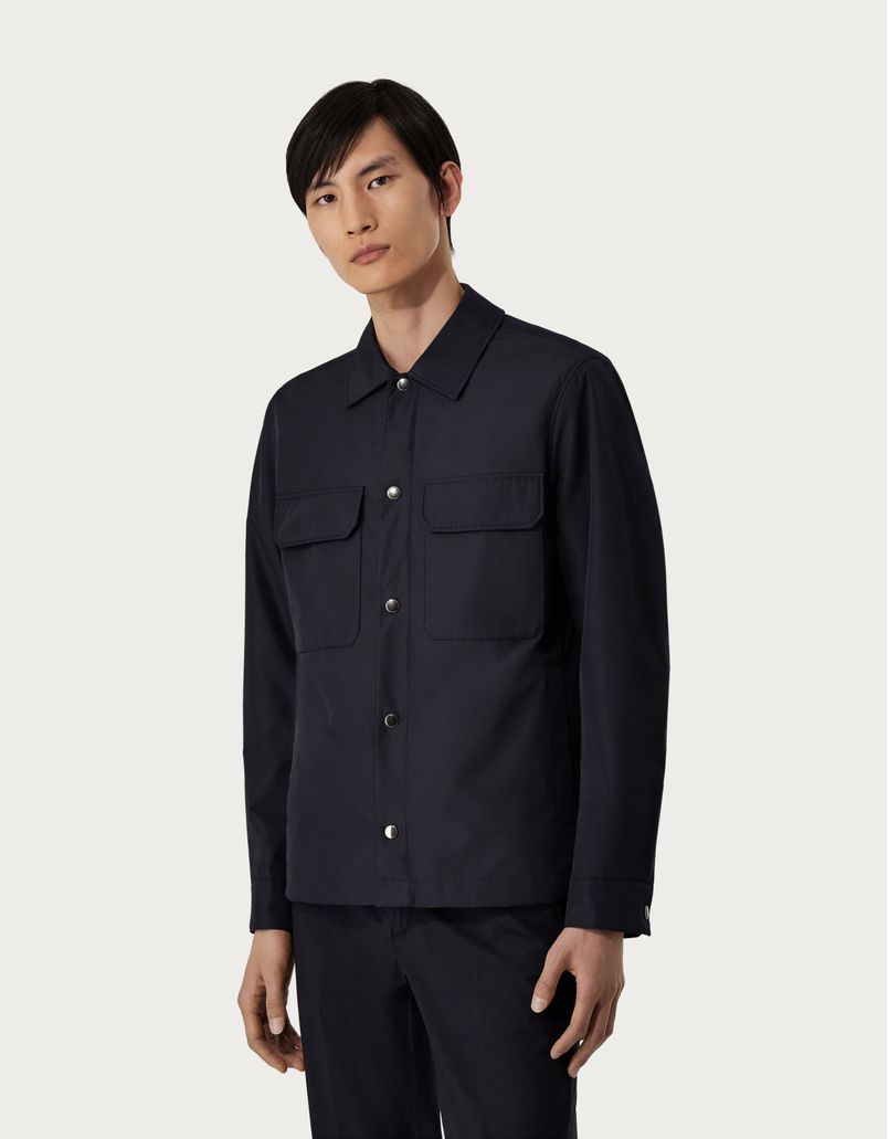 Overshirt in blue technical fabric