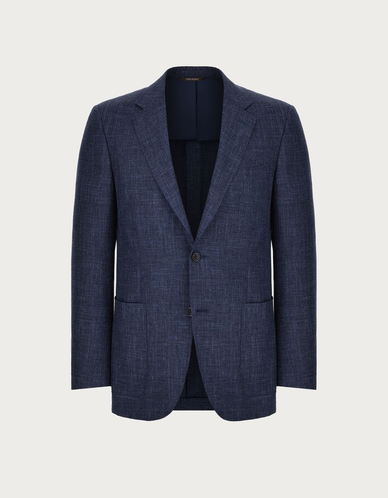 Blue travel blazer in linen silk and wool Canali EU