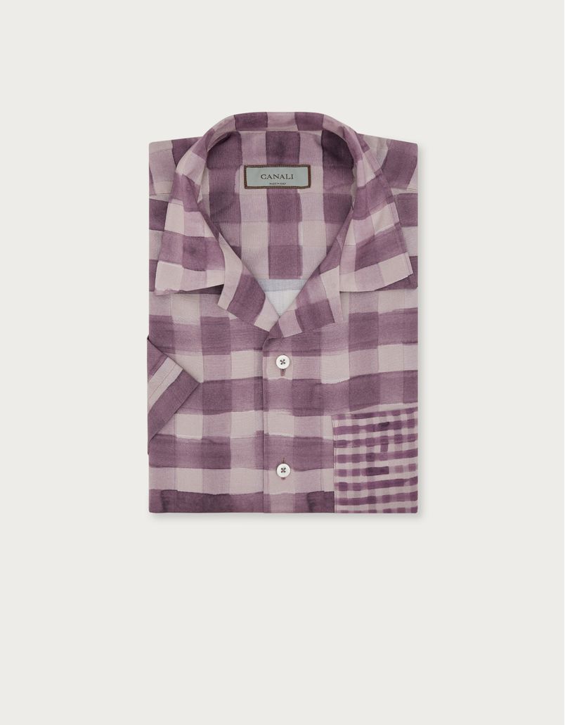 Purple and pink checked relaxed-fit shirt