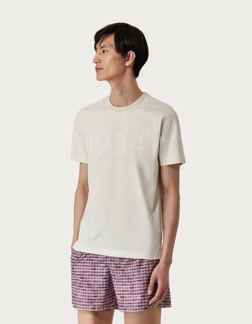 Off White T-shirt in garment-dyed jersey cotton with print