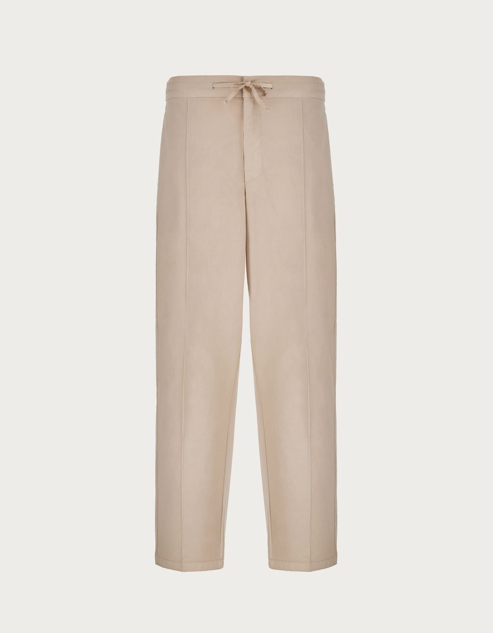Pantalon chino sable avec cordon de serrage, coupe décontractée, en mousseline de coton teintée dans la masse.