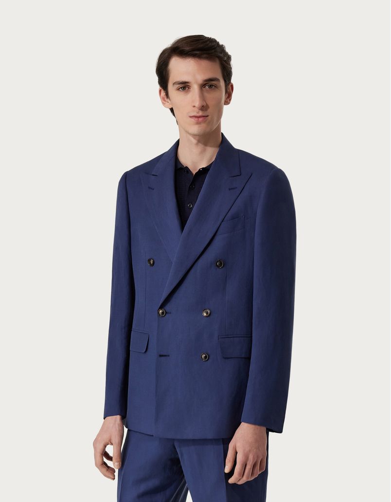 Bluette double-breasted blazer in silk and linen - Exclusive
