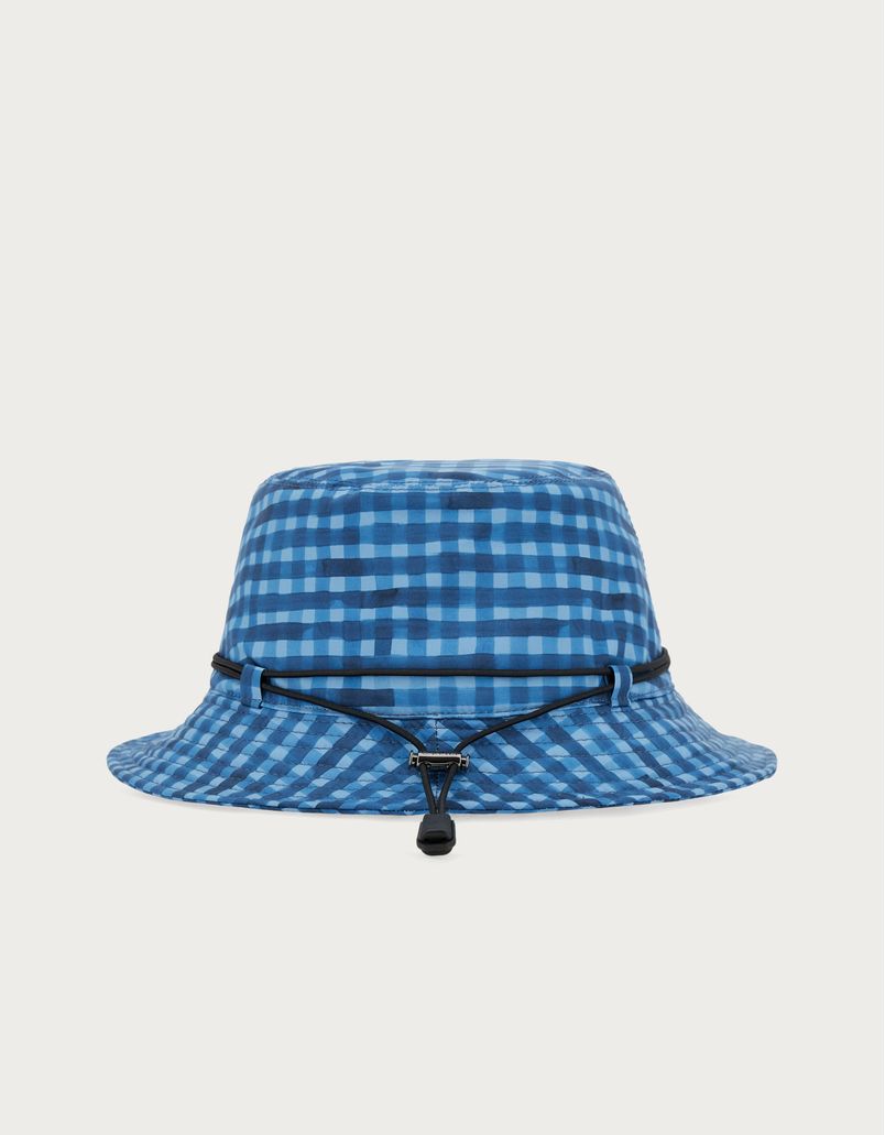 Blue nylon bucket hat