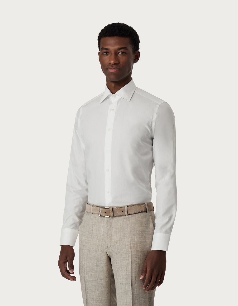Slim-fit shirt in white Impeccable cotton with a very fine weave