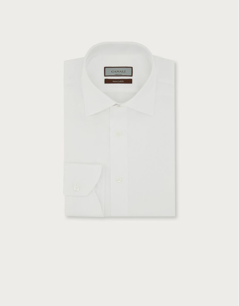 Camisa Impeccabile slim fit de algodón con textura microarmada blanca