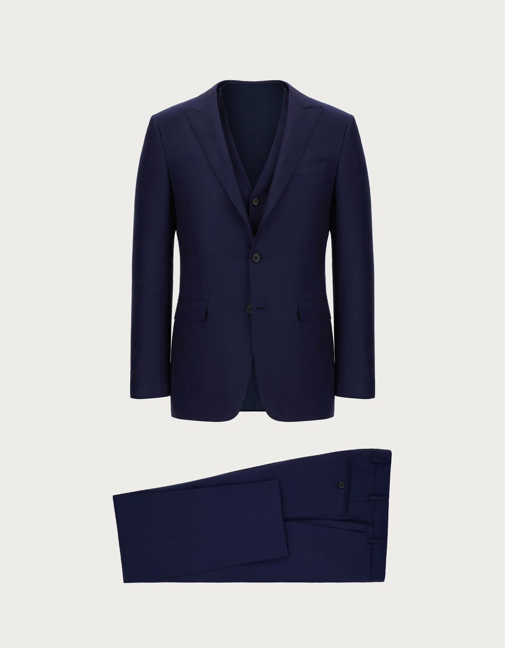Anzug mit Weste aus Wolle Blau