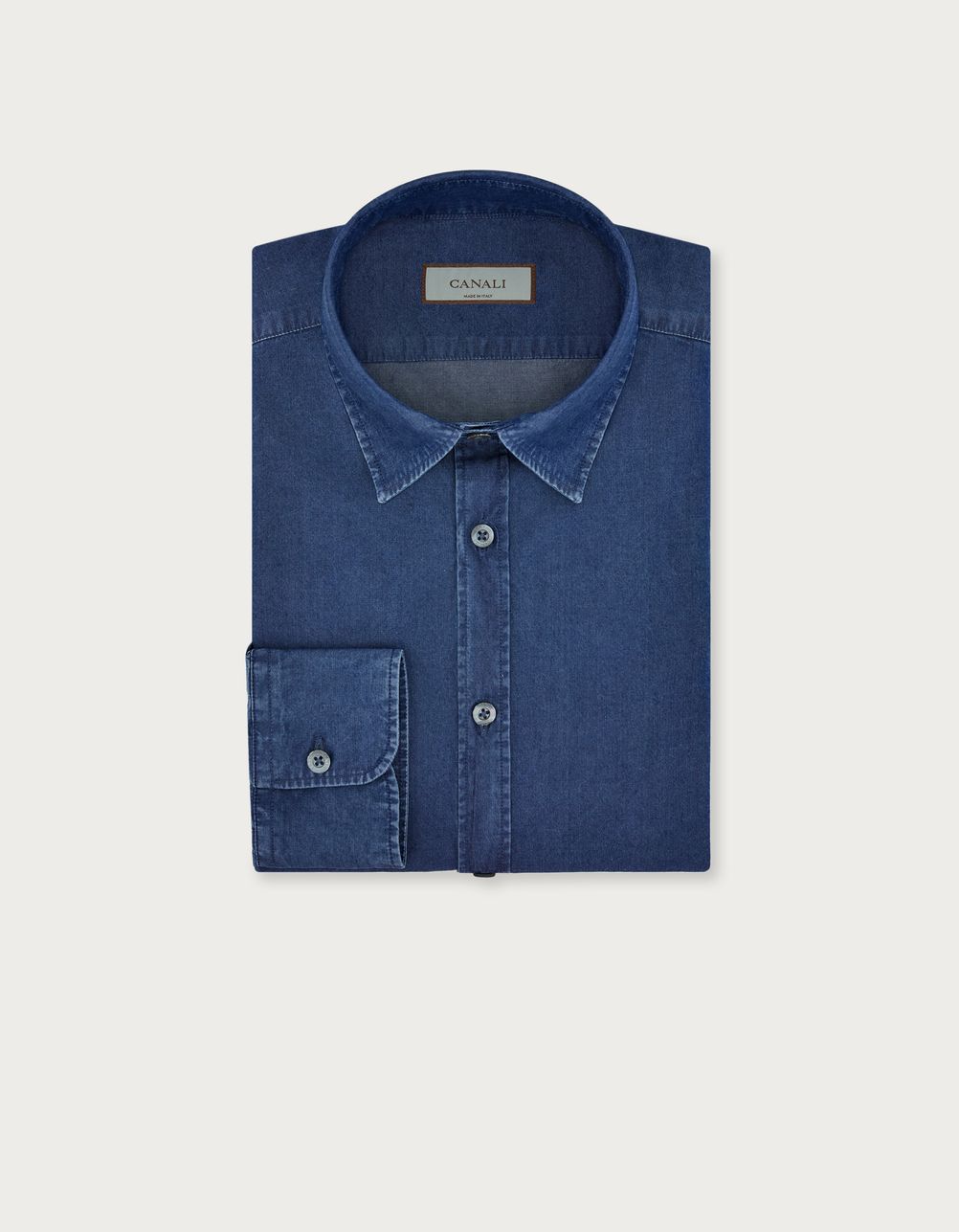 Light blue cotton and lyocell slim-fit shirt