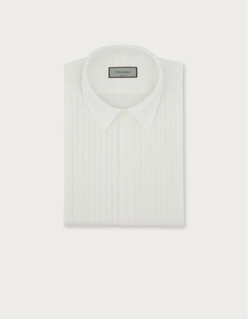 Beige regular fit garment-dyed linen shirt