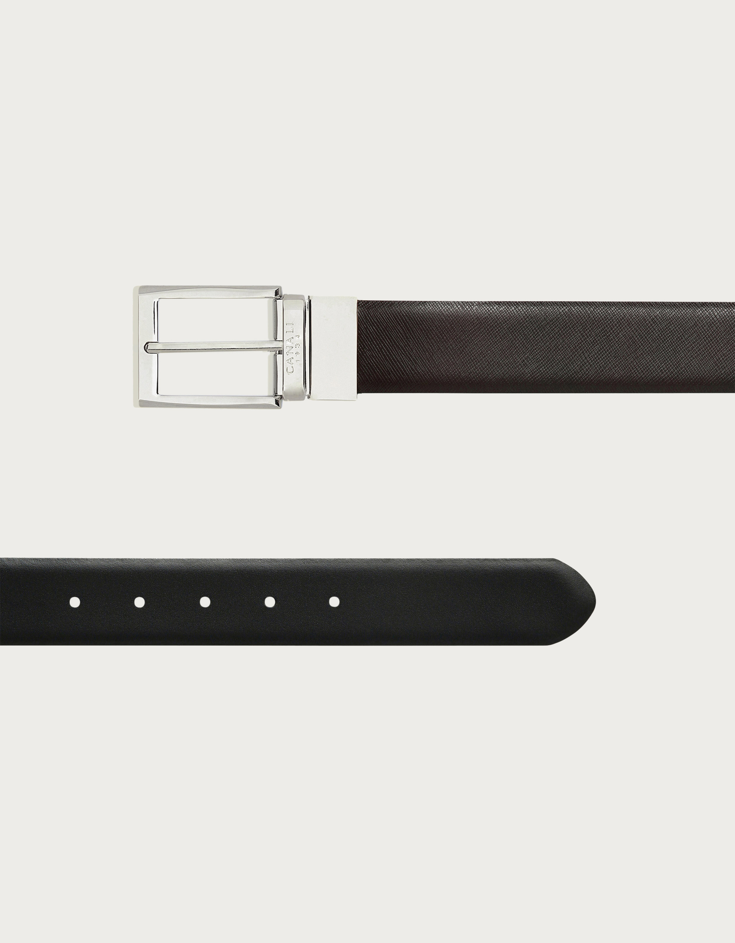 Black and brown calfskin belt | Canali - Canali INTL