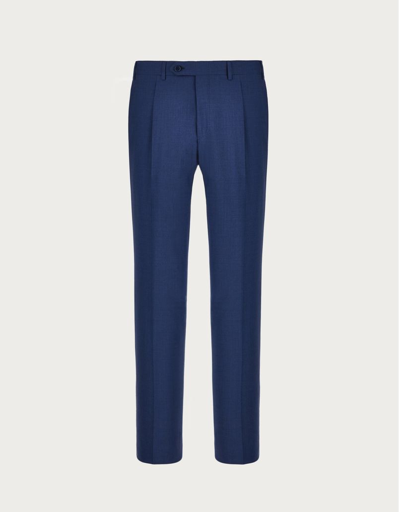 Pantaloni con pince in lana impeccabile blu navy