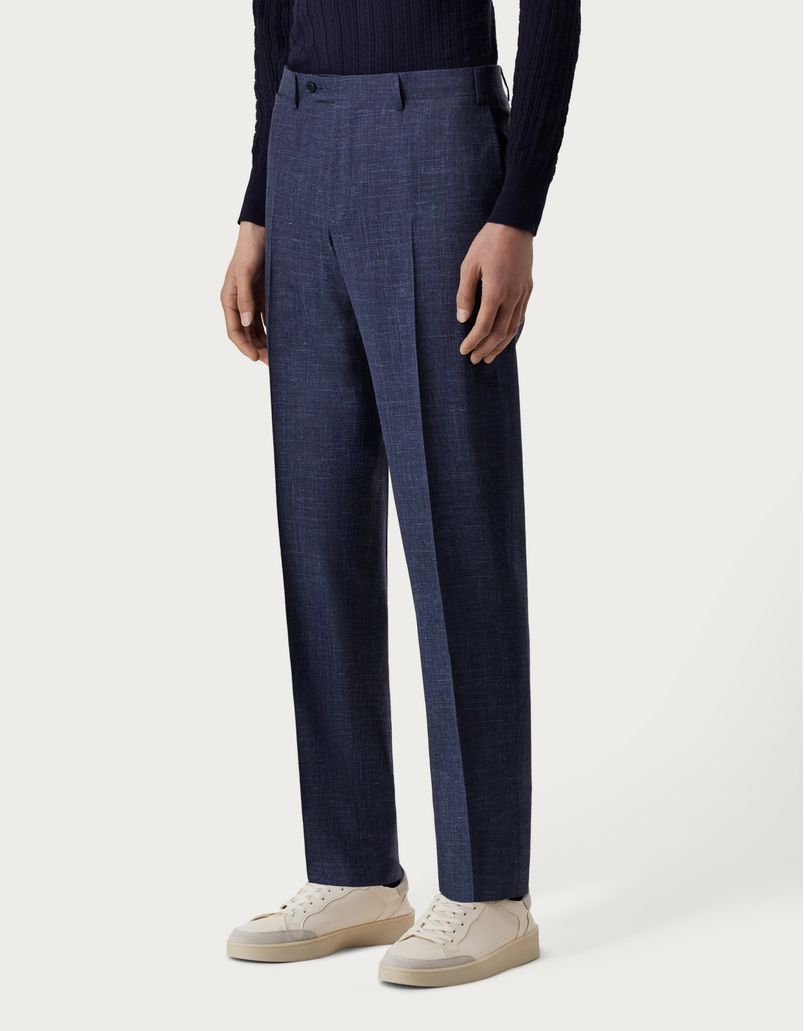 Travel trousers in wool silk and linen