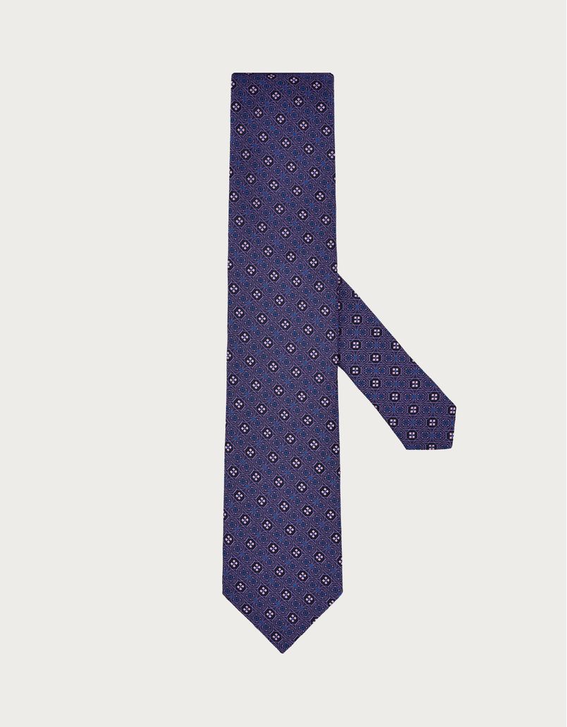 Purple patterned silk tie