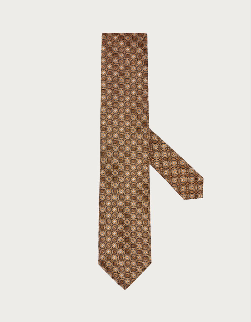 Orange patterned silk tie