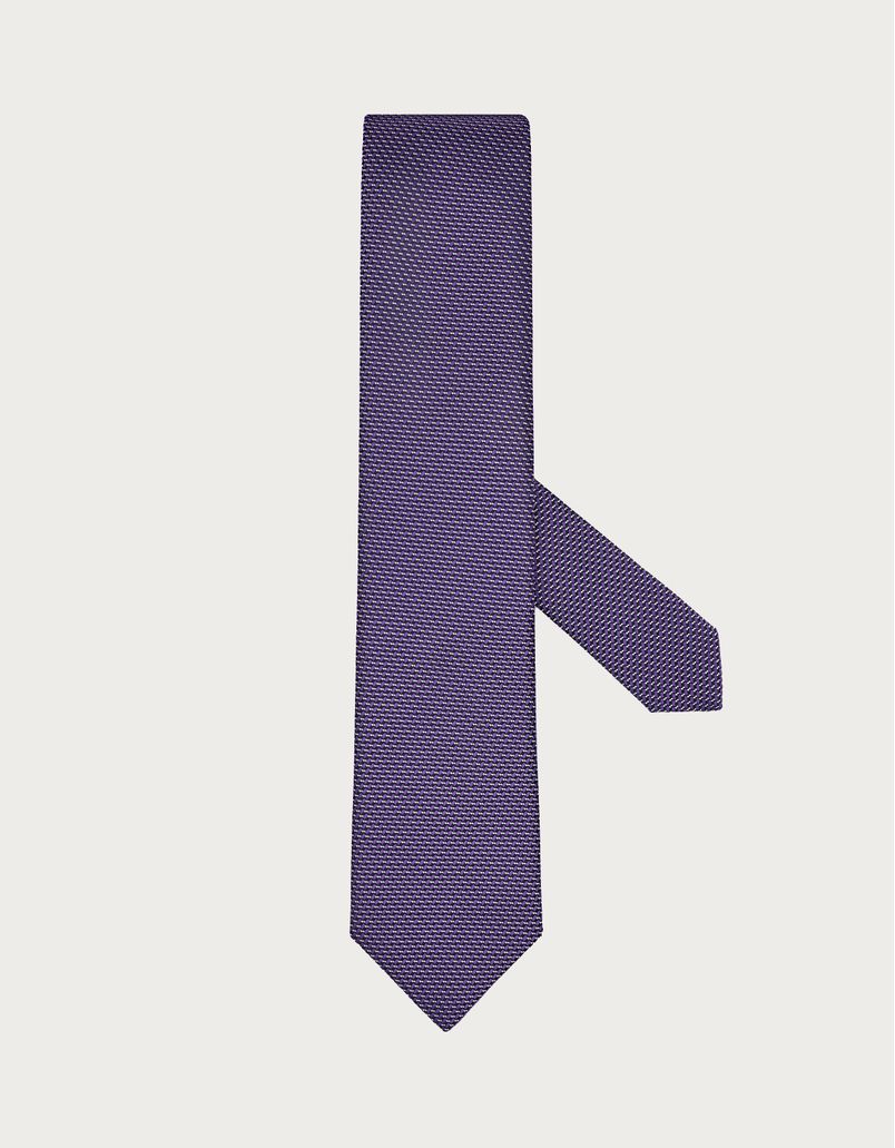 Purple silk tie with micro pattern